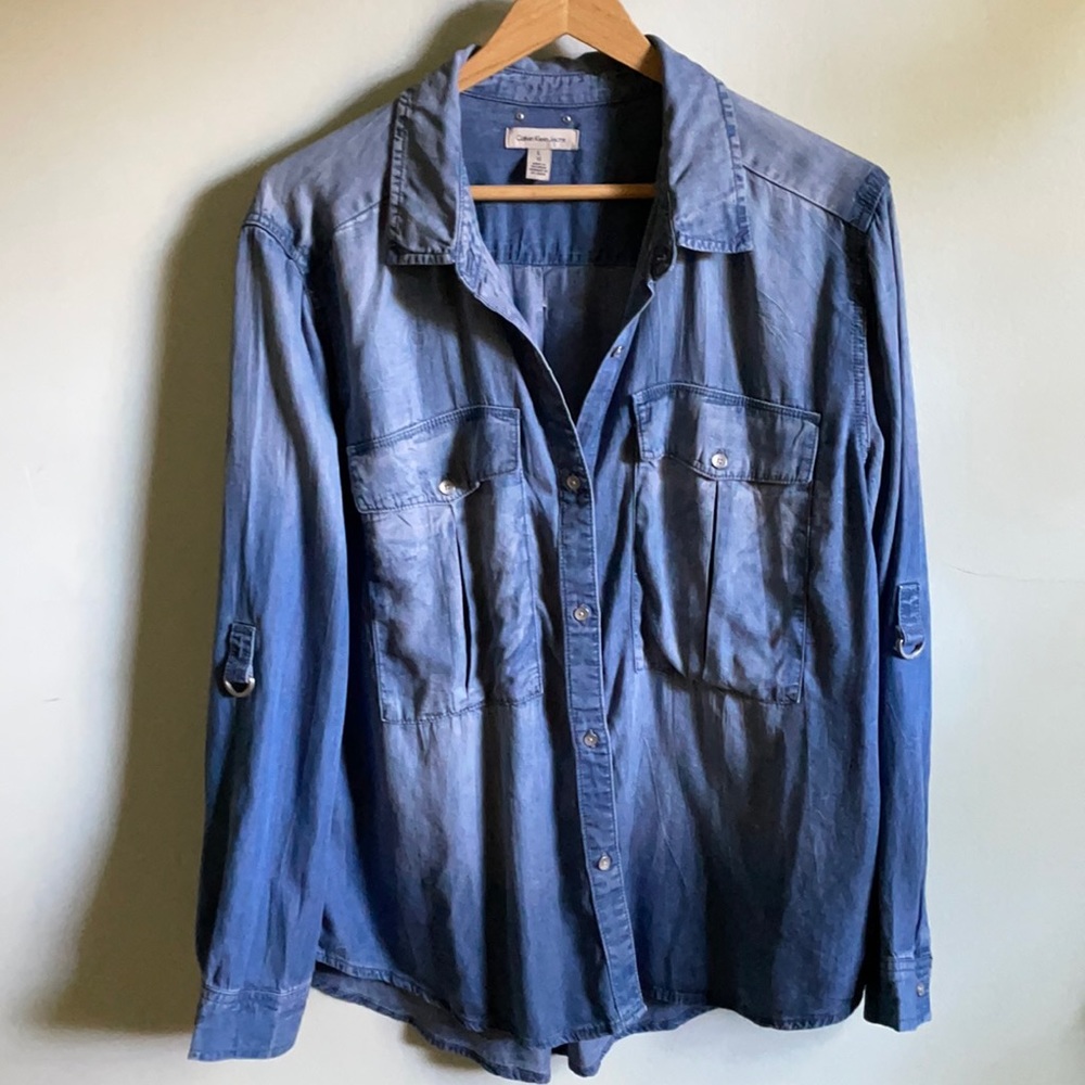 SOLD Calvin Klein Sustainable Jean Shirt, Size L - Picture 13 of 16